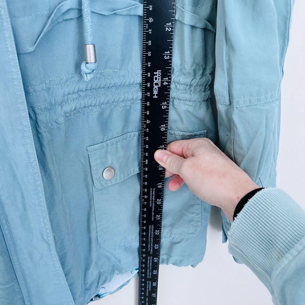 MARKET & SPRUCE Hooded 2 Pocket Cargo Rain Utility Jacket Zip Snap Women Small - Picture 11 of 14